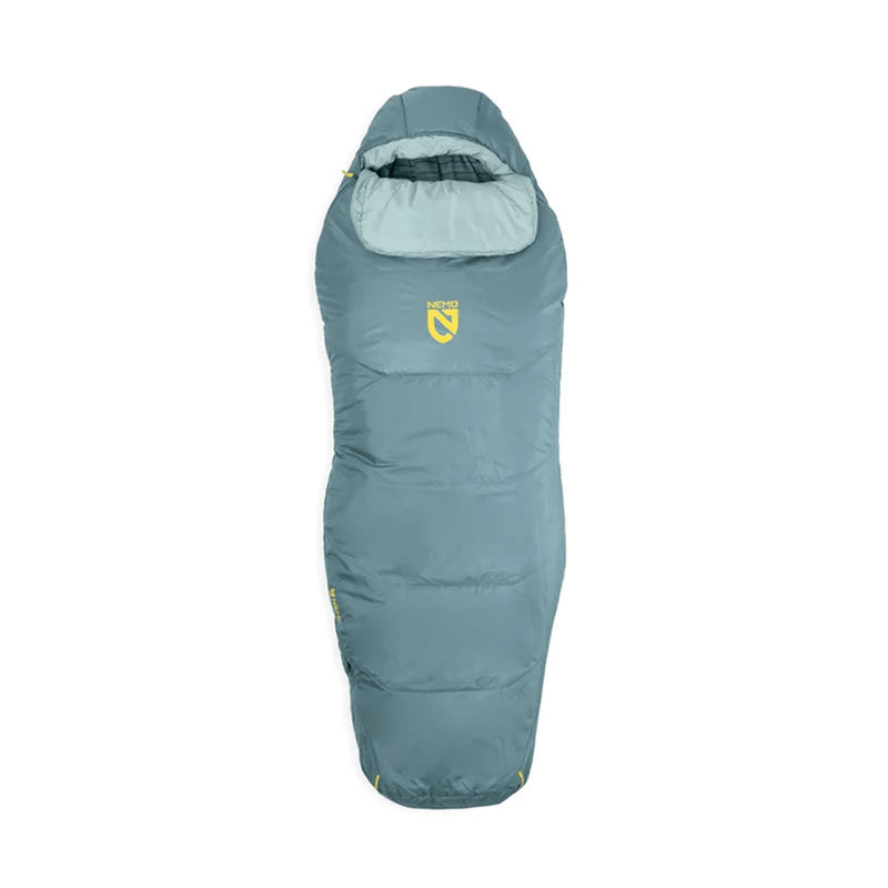 Load image into Gallery viewer, Blue sleeping bag with a brand logo on a white background