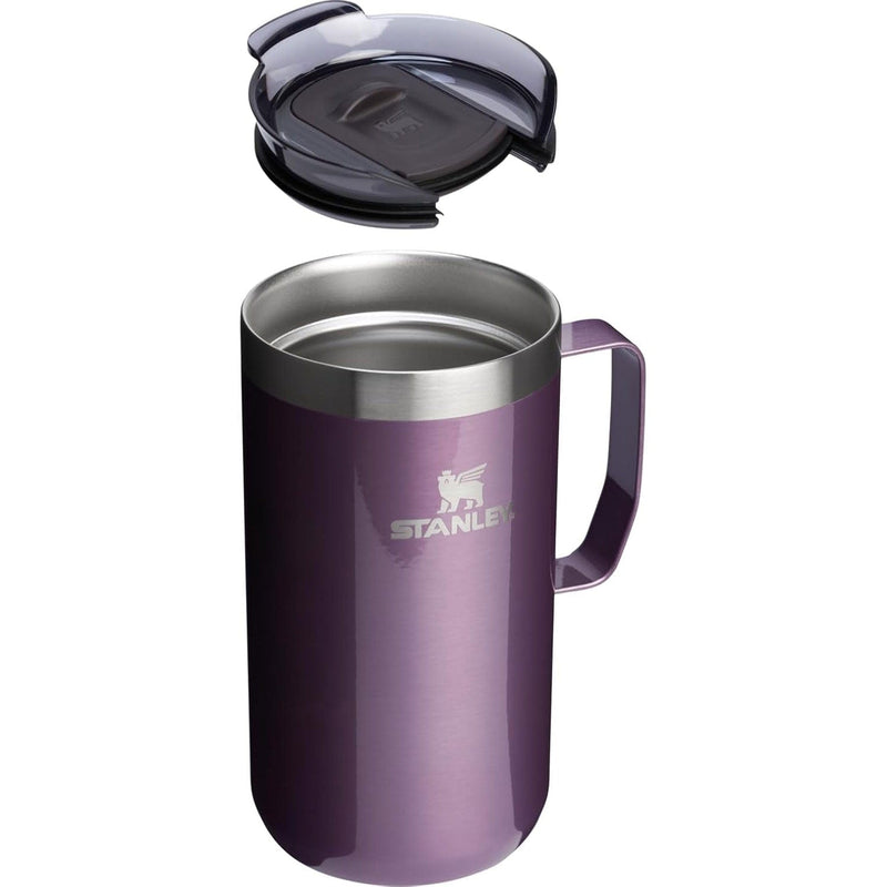 Load image into Gallery viewer, Purple Stanley travel mug with a black lid on a white background

