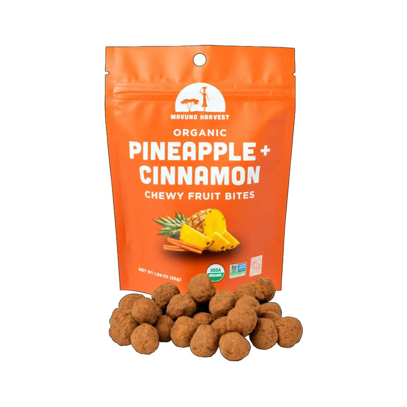 Load image into Gallery viewer, Mavuno Harvest Organic Pineapple Cinnamon Chewy Fruit Bites

