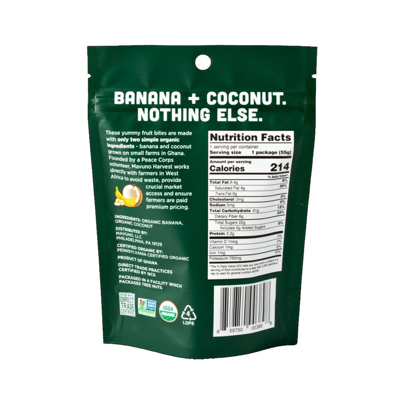 Load image into Gallery viewer, Mavuno Harvest Organic Banana Coconut Chewy Fruit Bites
