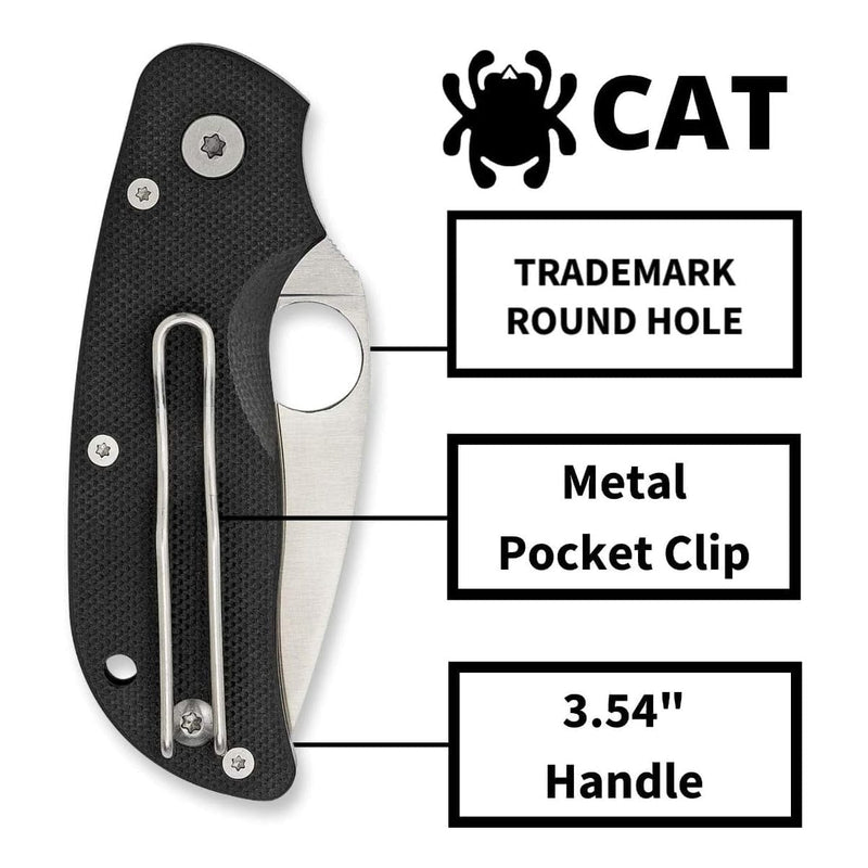 Load image into Gallery viewer, Spyderco Cat Black G-10 Plain Edge
