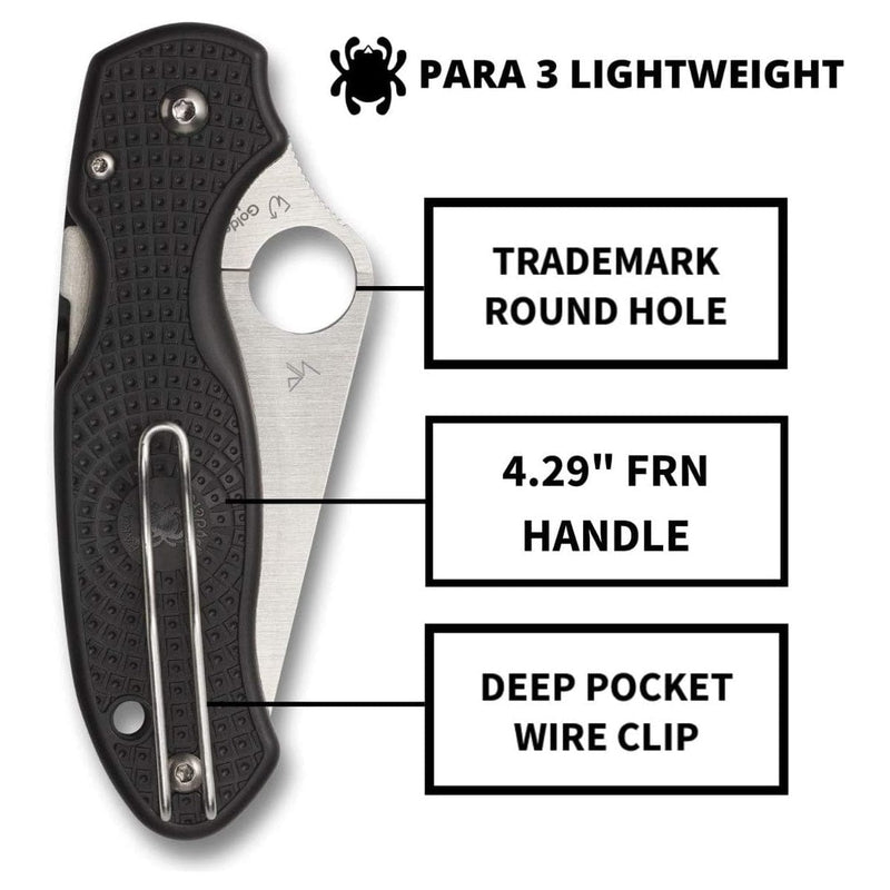 Load image into Gallery viewer, Spyderco Para 3 Black Lightweight Plain Edge
