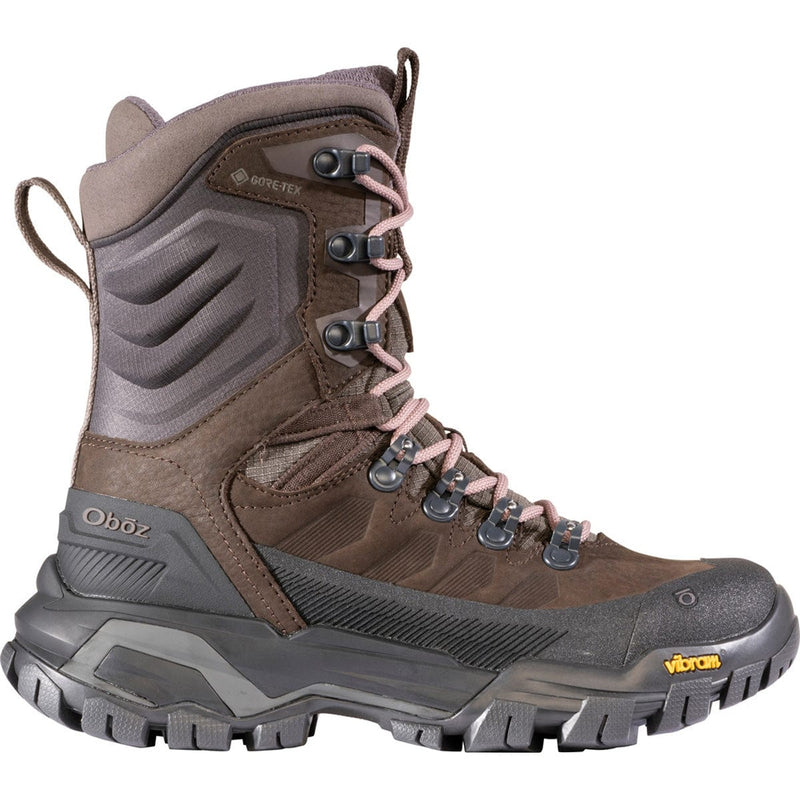 Load image into Gallery viewer, Brown and gray hiking boot with visible brand logos on a white background
