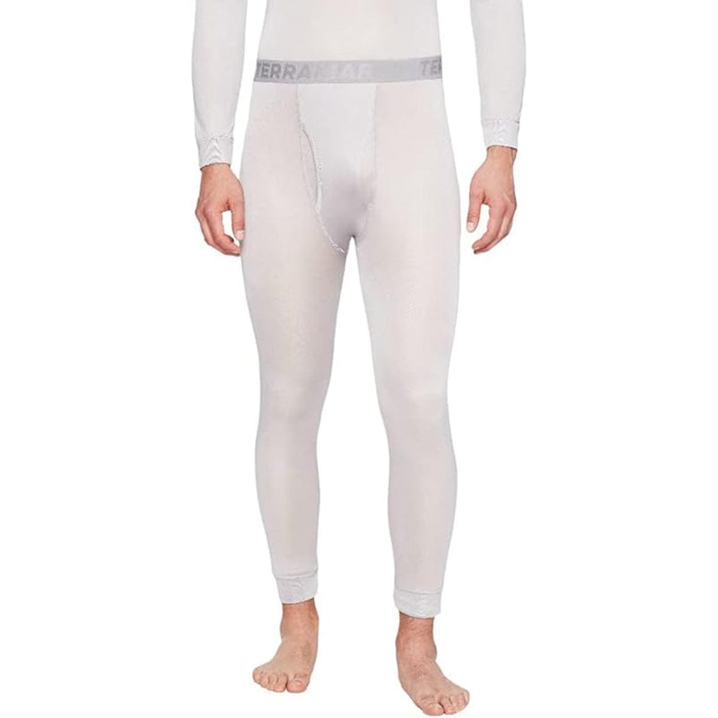 Load image into Gallery viewer, White thermal leggings worn by a person on a white background
