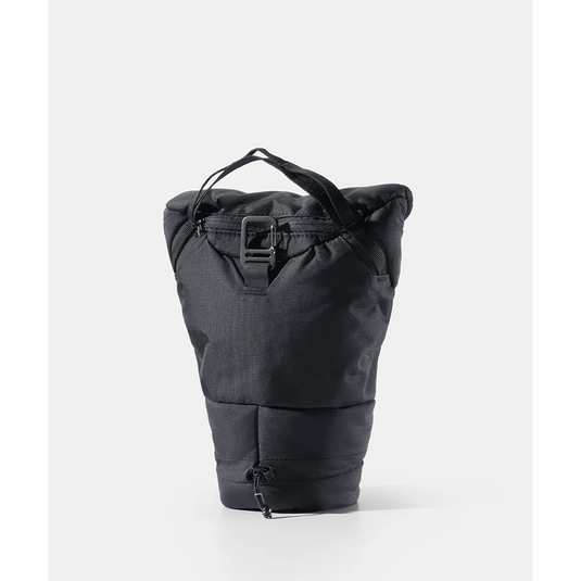 Black backpack on a light gray background